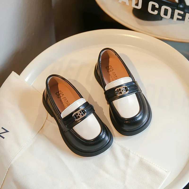 Children Loafers Patchwork Elegant Slip-on Unisex School Boys Girls Leather Shoe Spring Chunky Pu Leather Chic Kids Shoe 23-35T250306