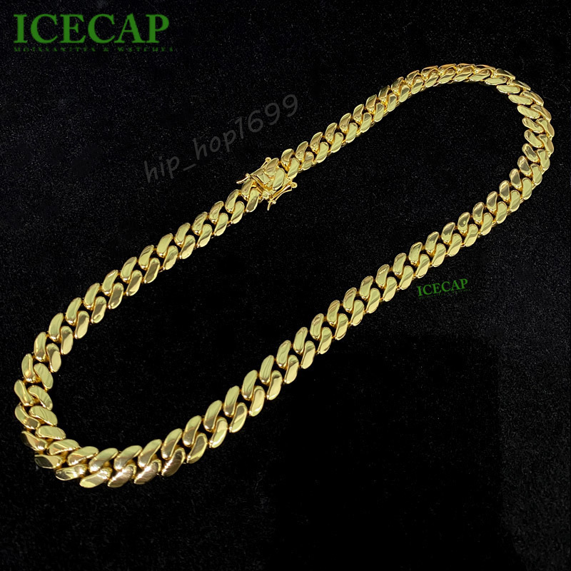 Customized Miami 14mm Classic 14k Gold Plated Cuban Link Chain 925 Sterling Silver Cuban Link Chain Mens