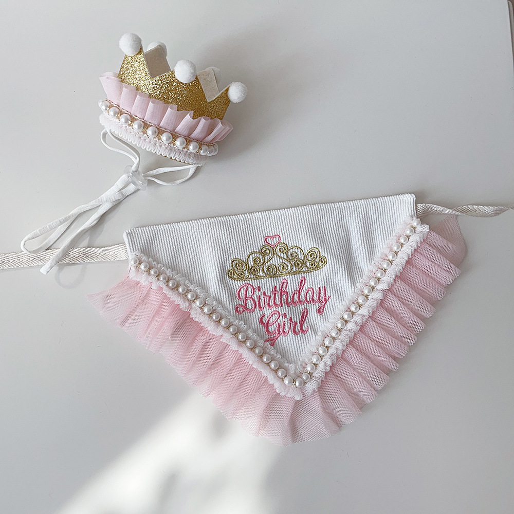 Dog Birthday Crown Hat and Bandanas Set Princess Style Pet Dogs Birthday Party Supplies Hot