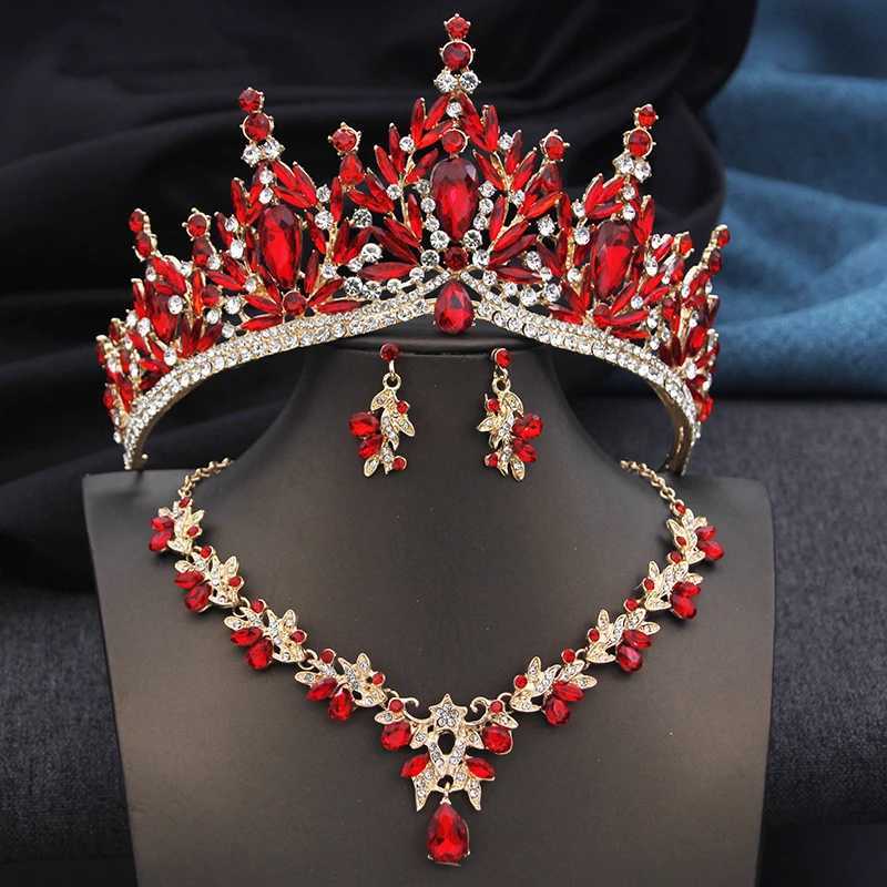 Bridal tiaras and crowns with necklace earring set for Wen Bride jewelry sets Girls wedding crown Party Birthday Gifts X250306
