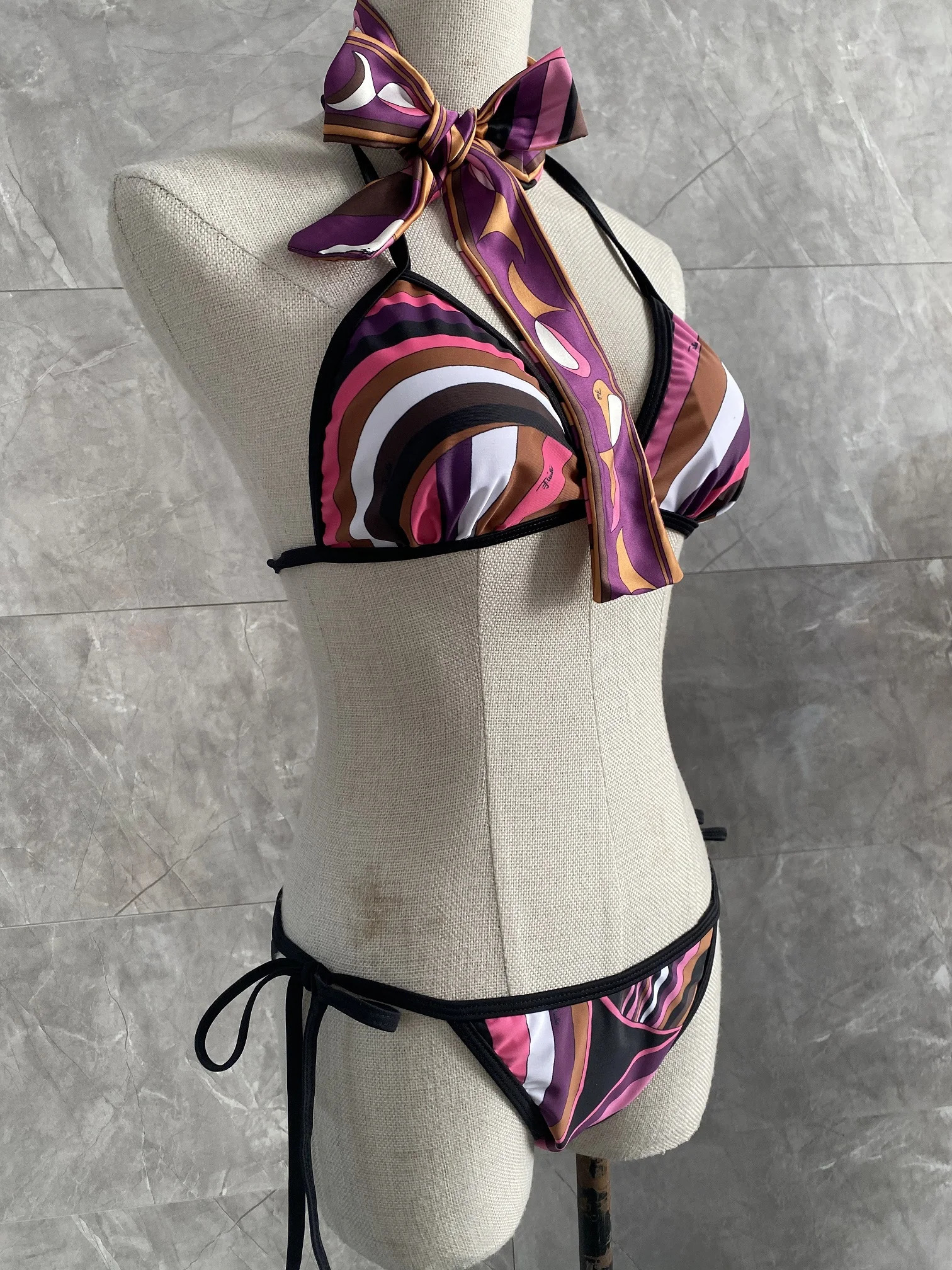 Bikini With Headband Scarf Swimwear Women Swimsuit Beachwear 250306