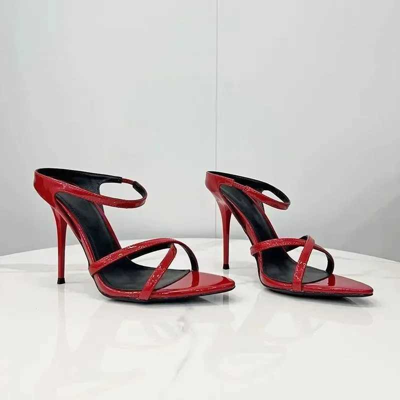 Womens Super High Thin H Pumps Womens Ankle Cross Strap Sandals Shoes Ladies Pointed Toe High H Dress Party Shoes Y250306