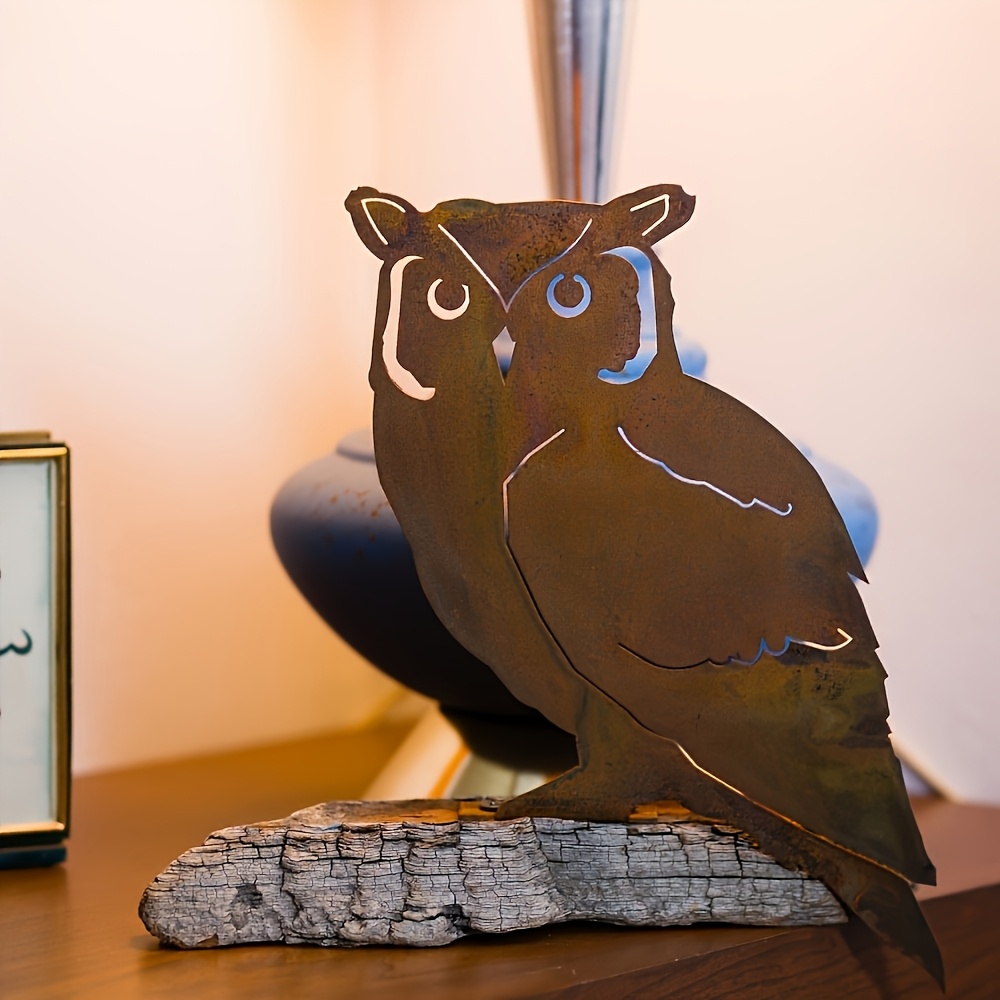 1 Piece Rustic Metal Owl Garden Decor Art Deco Piece Rust Over Time Natural Crafts Perfect Outdoor Decor Thanksgiving Father's Day Mother's 
