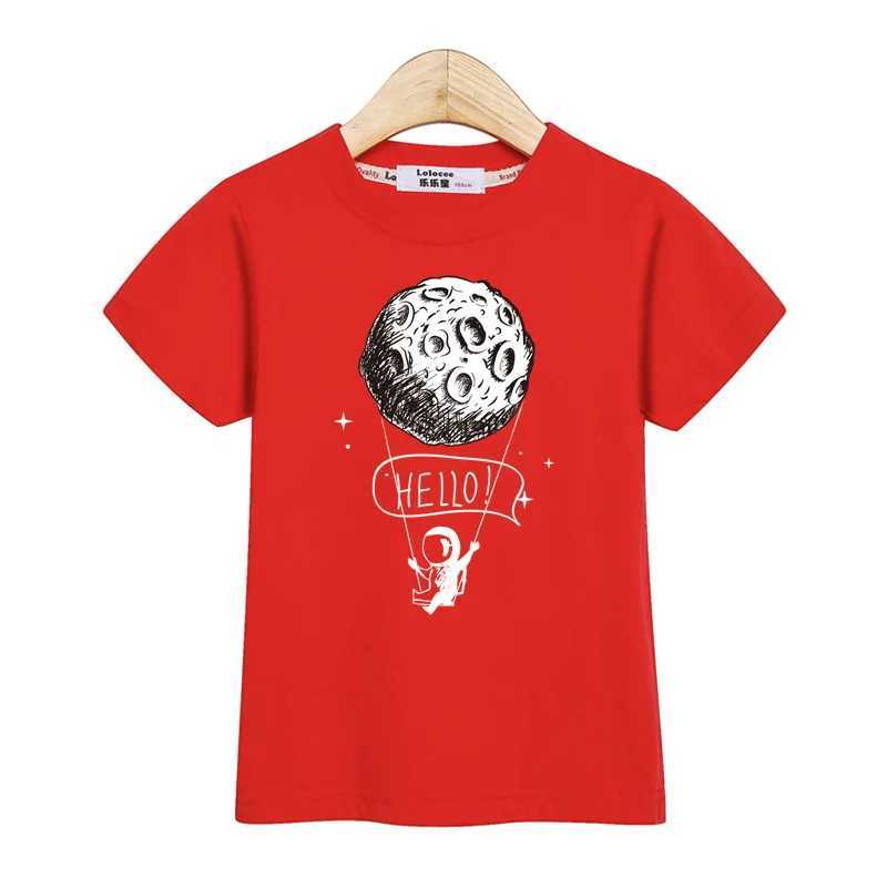 2024 New Astronaut Short Sleeved T-shirt Baby Boys Summer Tops Kids Cartoon Cotton Shirt 3-14TT250306