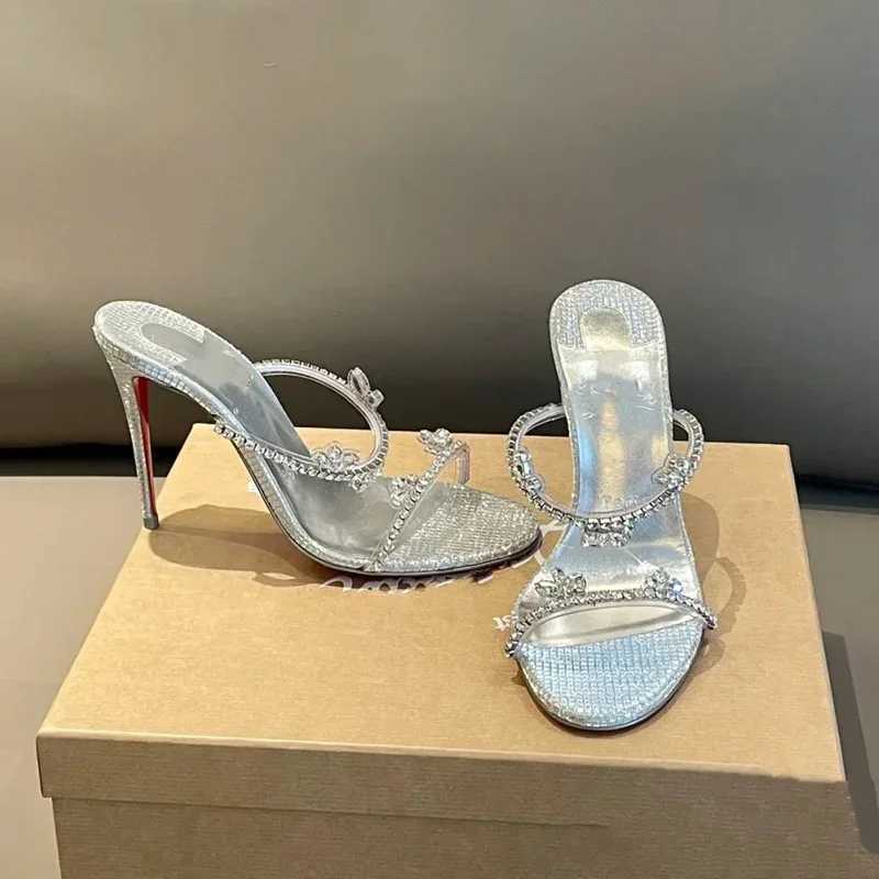 Straight with Sier Rhine Sandals Wens Stiletto Heel 2025 Summer New Crystal Transparent Sandals Temperament High H Y250306