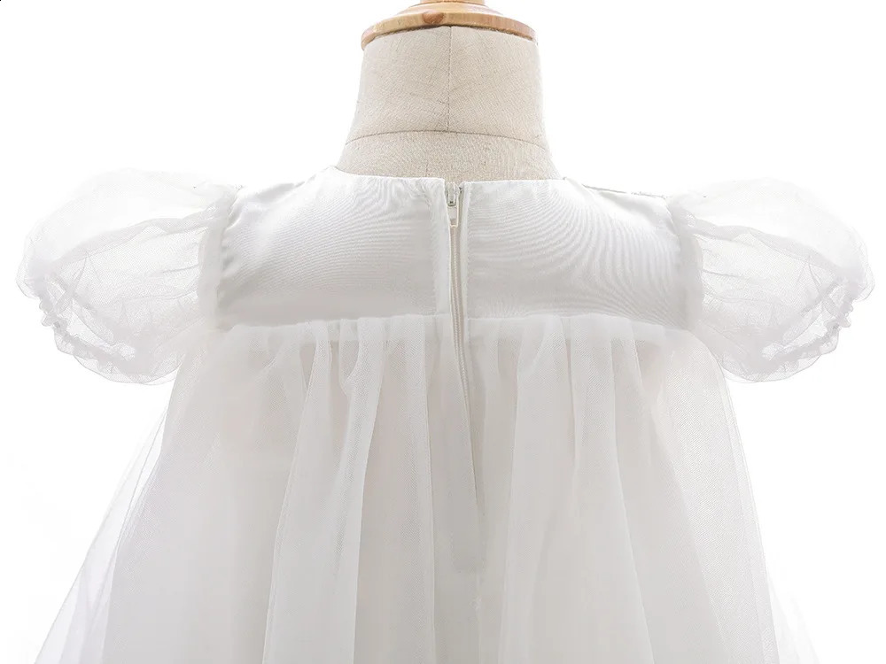 HETISO Fairy Princess Christening Clothes For Girl Puff Sleeve Toddler Girl dresses Lace Baby Girl Birthday One Piece 250305