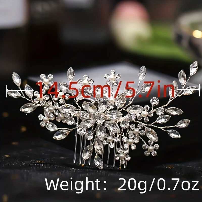 Wedding Crystal Flower Pearl Hair Cb Pin Band Rhinestone Hairpin band Tiara For Wen Bridal Hair Accessories Jewelry Gift X250306