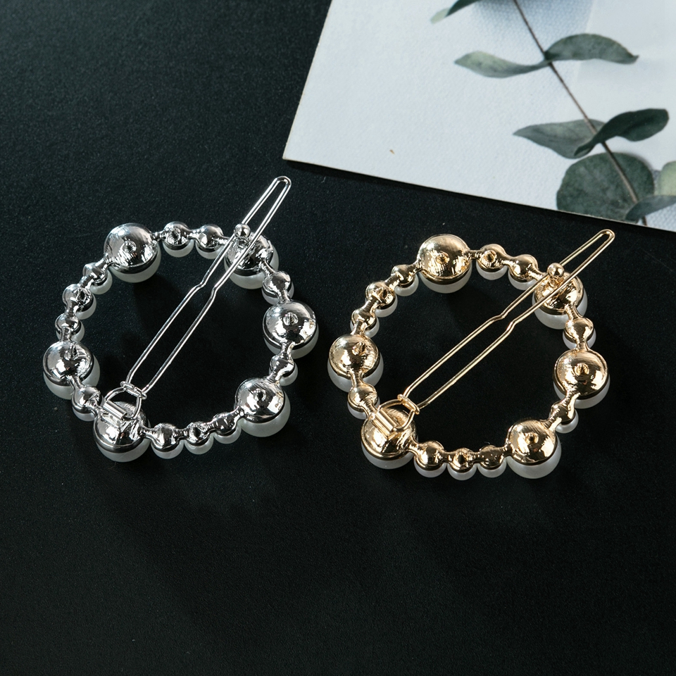 Fashion Bow Pearl Pentagram Geometry Alloy Hairpin Girl Hair Clip Minimalism Elegance Diamond Heart Shaped Hair Accessories