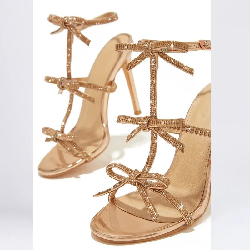 Eilyken Style Peep Toe Buckle Strap Woman Sandals Fashion Crystal Thin High Heels Stripper Party Ladies Shoes 250306