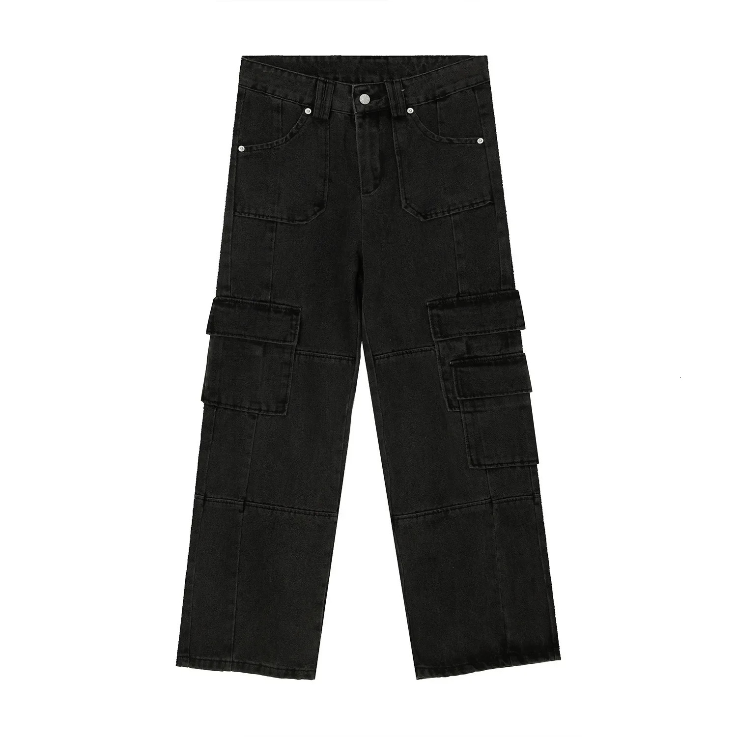 Vintage Black Baggy Jeans for Men Streetwear Wide Leg Cargo Pants Loose Fashion Stylish Male Straight Casual Trousers 250306wtt