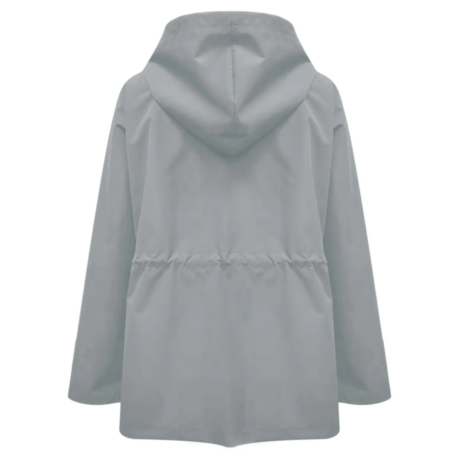 Jackets Women Plus Size Hooded Zipper Raincoat Outdoor Sports Windproof Jacket Casual Hiking Outerwear Coats Woman Clothing 250306