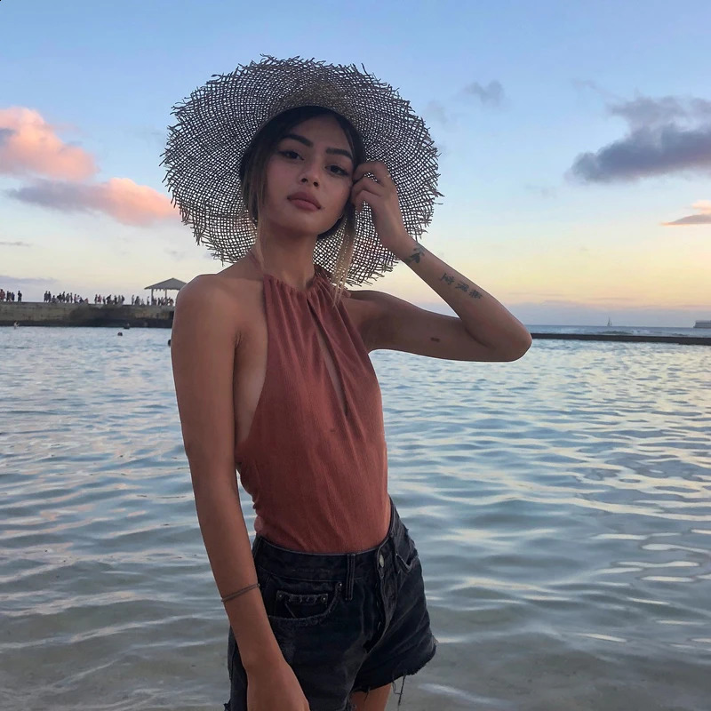 USPOP women handmade sun hats breathable natural seaweed straw hats casual summer wide brim beach hat Jazz straw hat 250303
