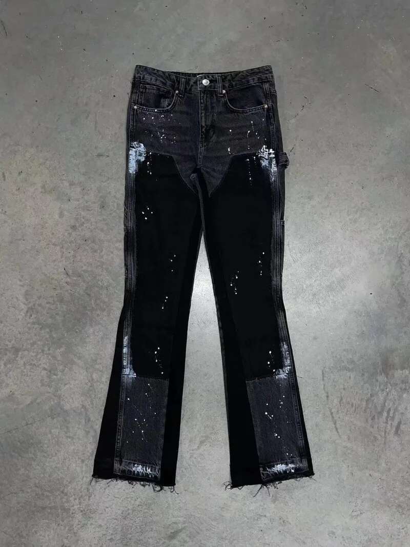 Punk High Street Raw Edge Micro-Trumpet Skinny Jeans Men Y2k Pants 2024 New Biker Rock Style Low-Rise Stretch Or Length Pants