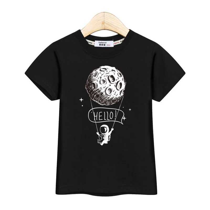 2024 New Astronaut Short Sleeved T-shirt Baby Boys Summer Tops Kids Cartoon Cotton Shirt 3-14TT250306