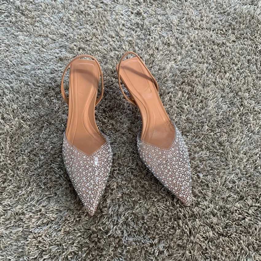 Summer Wens Pointed Toe High H Sandals Sexy Womens Shoes From Pearl Decorated Party Wedding Slingback Womens Sandals Shoes Y250306