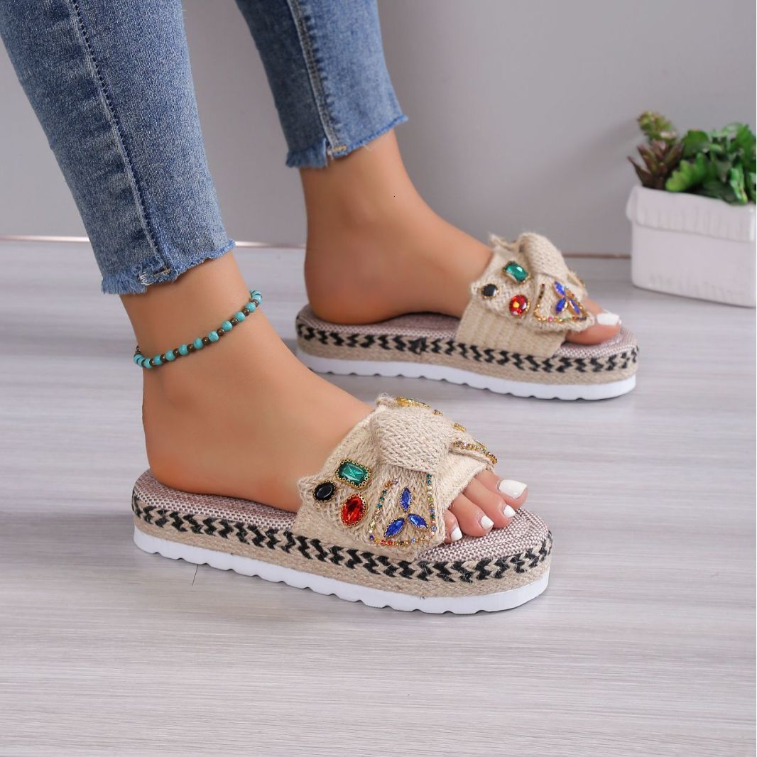 2025 Summer New Large Women's Thick Bottom Cool Trailer Ins Wind Beach Sandals Bow #ddmykukumalu