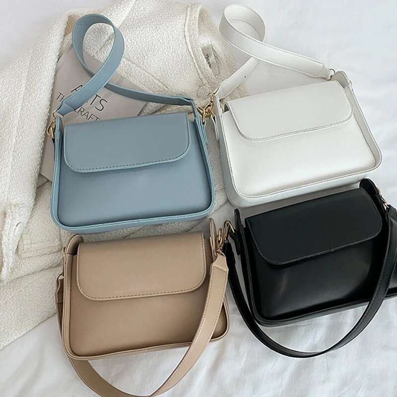 2025 Trendy Fashion Flap Shoulder Bag For Women PU Leather Underarm Bags Designer Solid Color Armpit Handbag and Purse Girls Totes