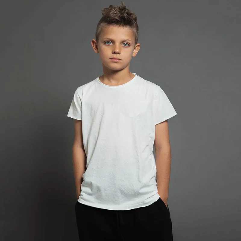 Summer Cotton Boys T Shirt Short Sleeve White Tshirt For Girl Solid Color Simple Childrens Clothing T-Shirts For Children Tops T250603