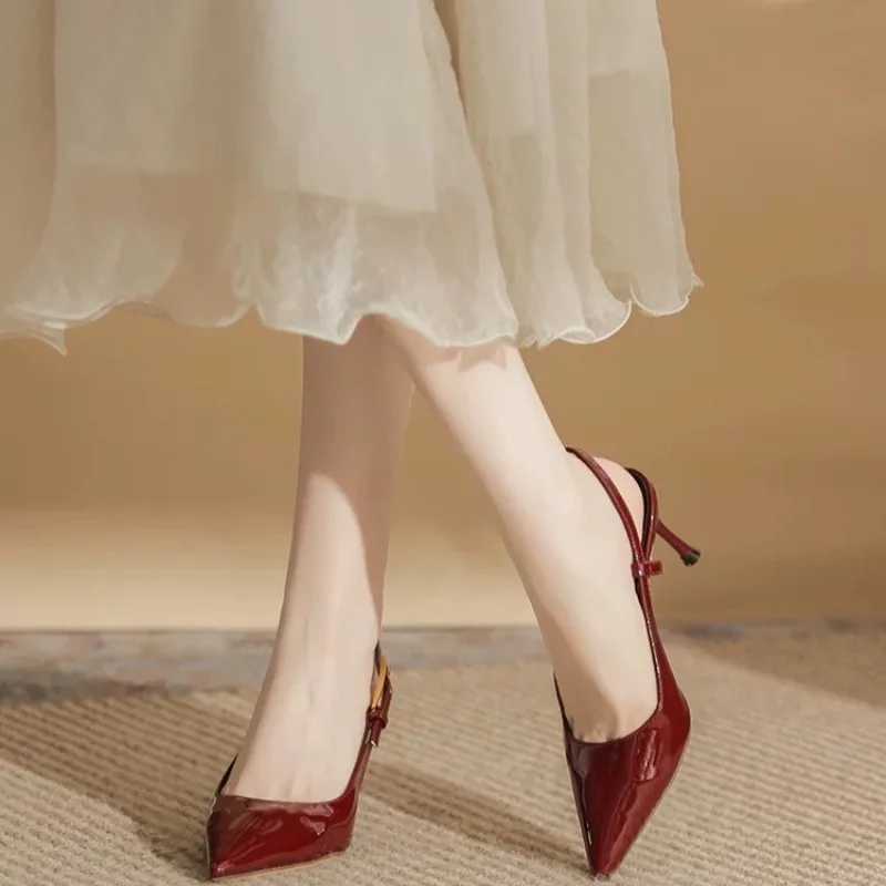 Shoes Fem 2025 Slingbacks Wens High Heel Fi Dress Pump Wen Pointed Toe Buckle High Thin Heel Wens Sandals Y250306