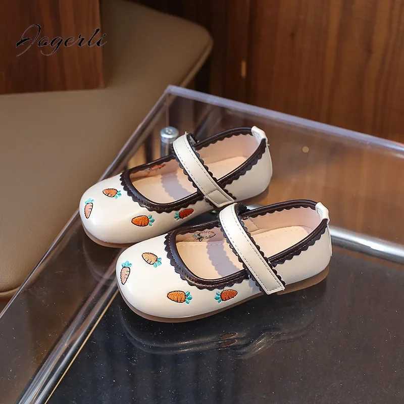 Childrens PU Leather Shoes Autumn Fashionable Girl New Cartoon Carrot Single Flats Student School Casual Mary Janes Size 21-35T250306