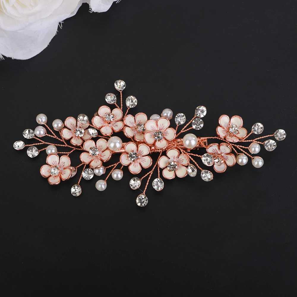 Diamond Wedding Dress Silver Flower Bridal Hair Clip Handmade Pearl Golden Hair Accessories X250306