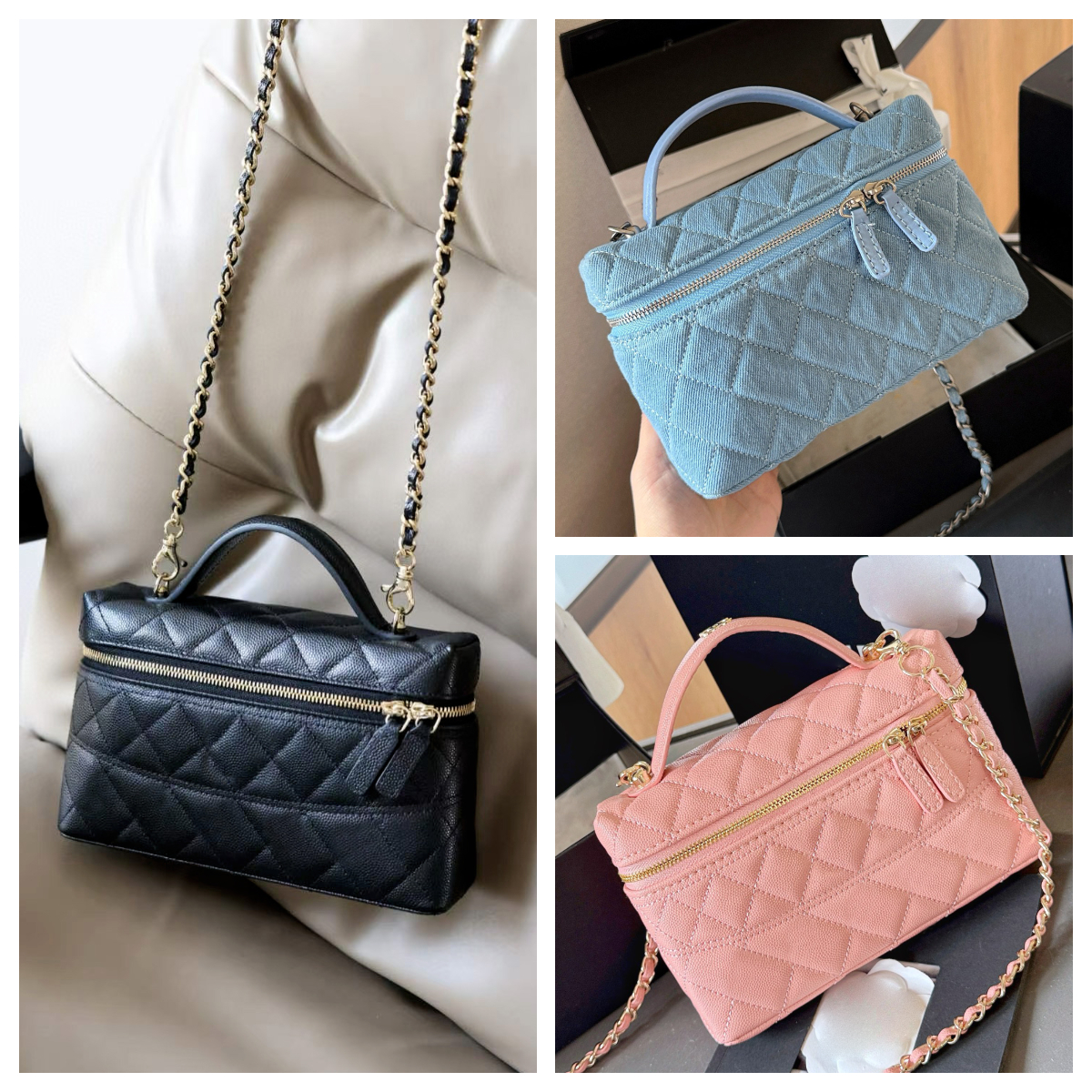 High quality Luxury Designer Cosmetics case Womens mini Shoulder bag Denim bag Mini Crossbody bag chain bag Square Handbags Lipstick Makeup Bag Korean mini pochette