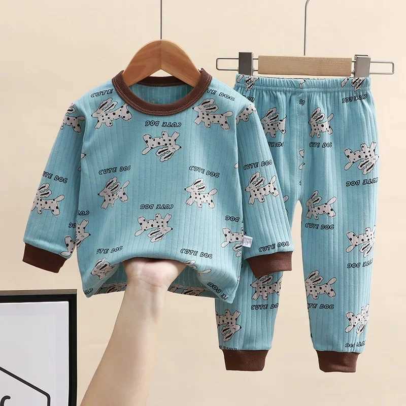 New 2024 Childrens Pure Cotton Pajamas Boys and Girls Cartoon Long Sleeve T-shirt+Pants Baby Spring/Summer Autumn Pajama Set M250306