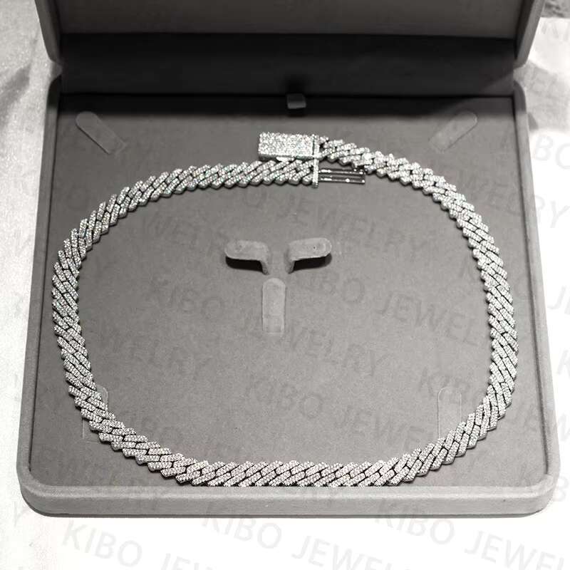 Fashion Coutom Men Ice Miami 8Mm Real S Sterg Sier Vvs Moissanite Dog Cuban K Necklace Chains