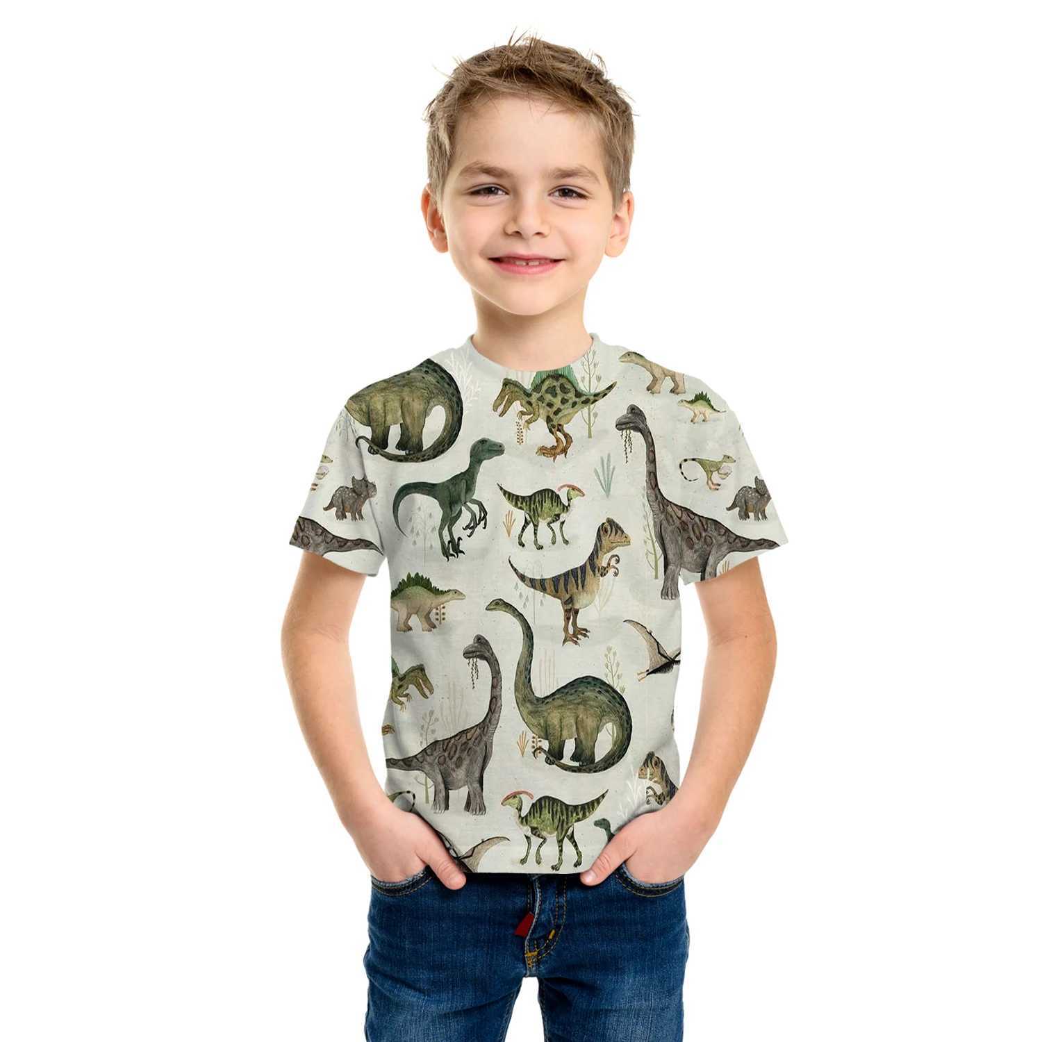 2024 Kids Girl Boy Clothes Dinosaur T-Shirt Summer Short Sleeve Tees Boy Clothes Casual Comfy T Shirt Tops Childrens ClothingT250306