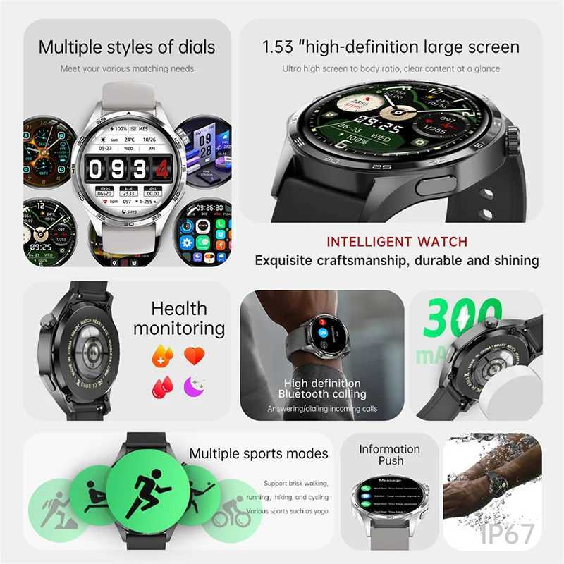 For GT5 Pro Gps NFC Smart Watch Men 360*360 AMOLED SCREEn Heart rate BT Call IP67 Waterproof Man Smartwatch M250227