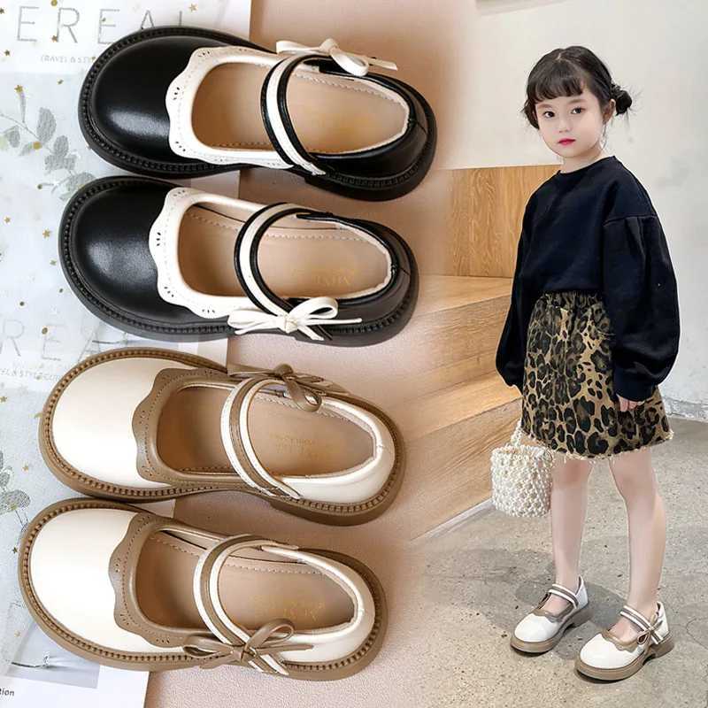 Fashion Girl School Shoes Patchwork Kid Princess Shoes for Children Shallow Toddler Ruffled Edge Leather Shoes Causal Mary JanesT250306