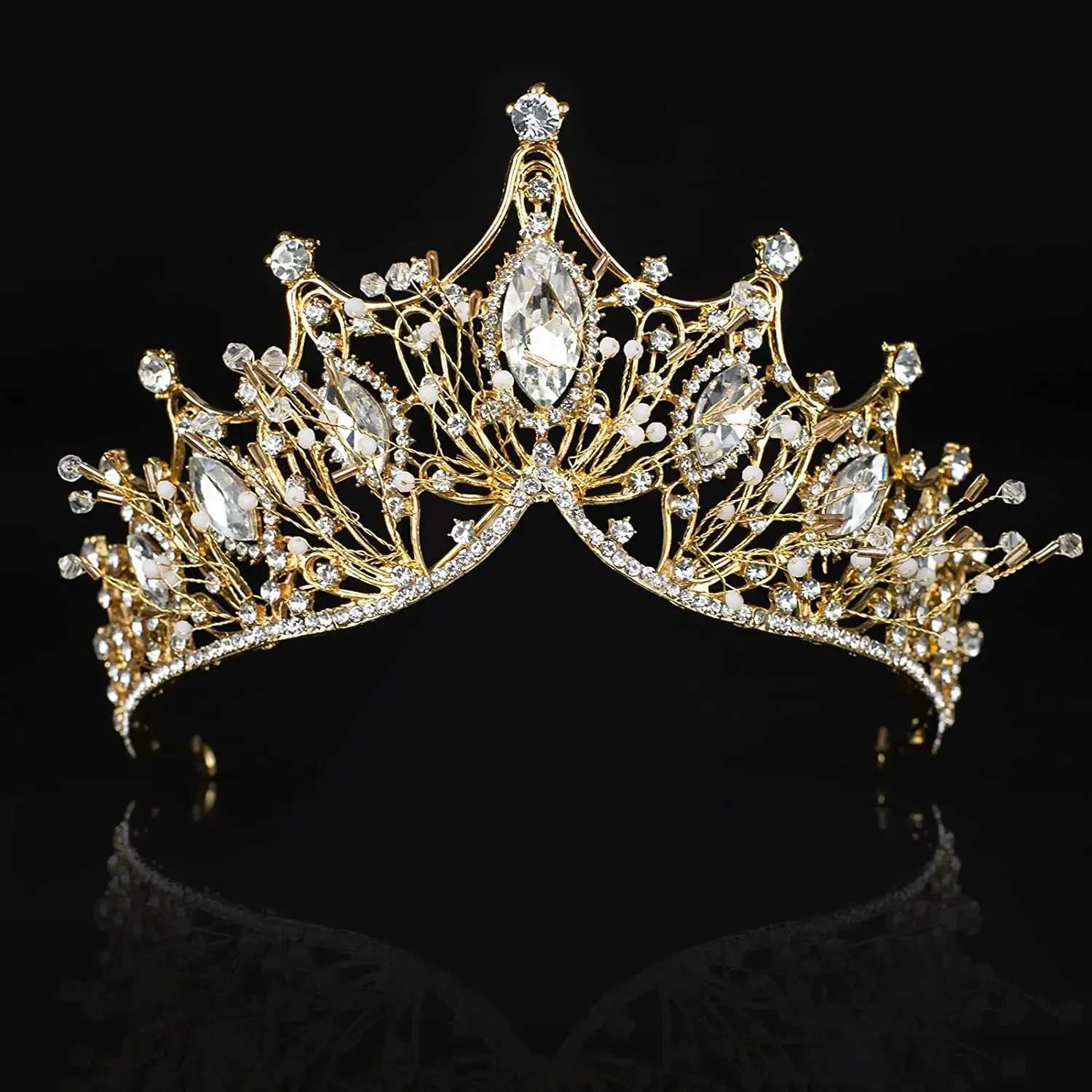 Baroque Rhinestones Tiaras Wedding Crown Hair Jewelry Bridal piece Bride Party Crowns Wedding Hair Accessories X250306