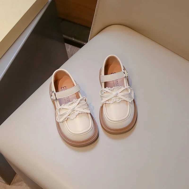 Princess Elegant Flats Baby Girls Chic Leather Mary Jane Shoes Children Wedding Party Dress Shoes for Girls Black Beige ShoesT250306