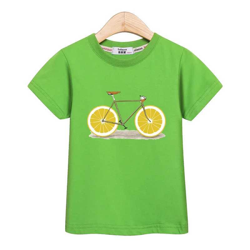 Children Summer T-shirt Fruit Bicycle Funny Shirt Boys Girls Cartoon Tops Short Sleeve TeesT250306