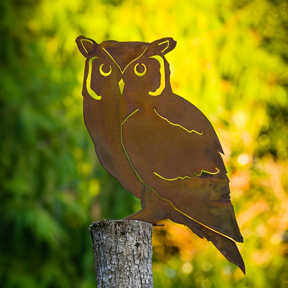 1 Piece Rustic Metal Owl Garden Decor Art Deco Piece Rust Over Time Natural Crafts Perfect Outdoor Decor Thanksgiving Father's Day Mother's 