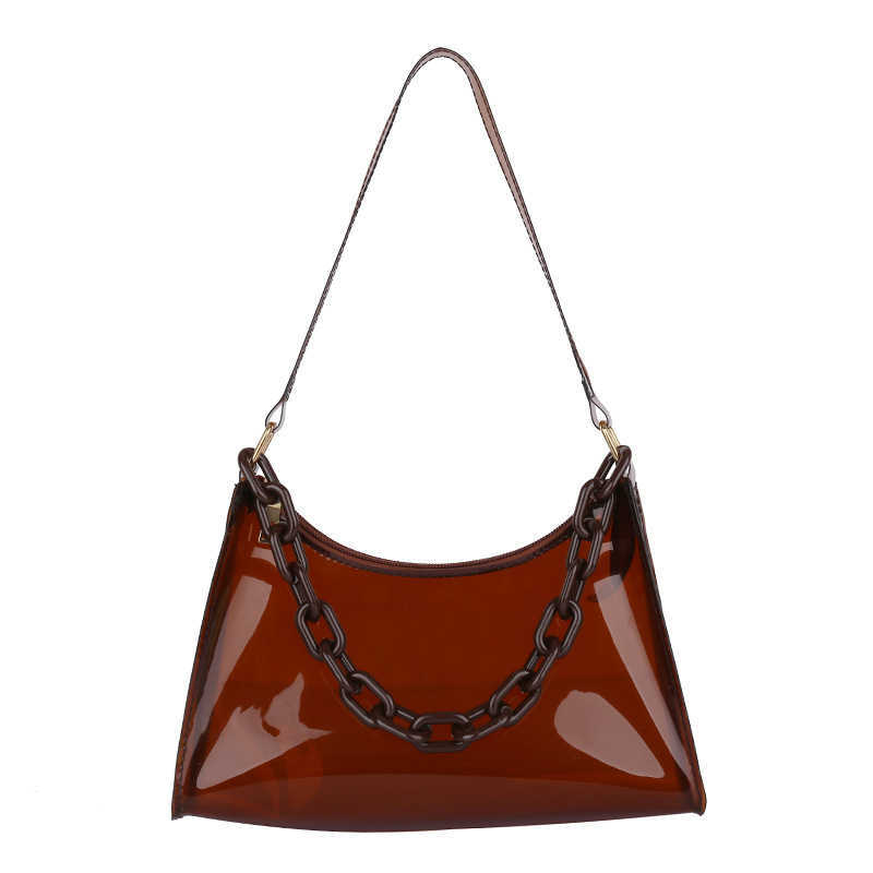 Summer new fashion womens bag ins small fresh jelly bag solid color transparent womens armpit bag single shoulder bag Y250306