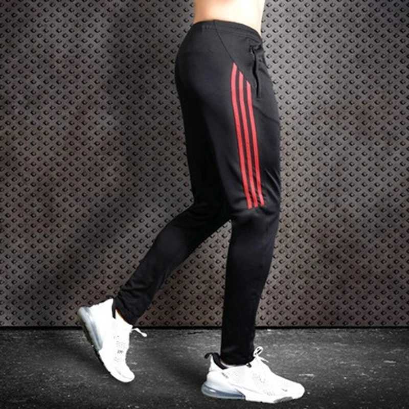 Quick drying mens sports soccer training pants with zippered pockets running and jogging pants T250306