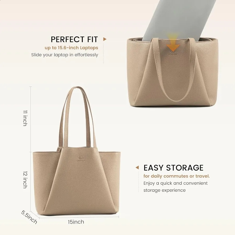 Ship from U.S. Laptop Tote Bag for Women 15.6 Inch Work Bag Leather Laptop Bag Large Capacity Office Purse Computer Briefcase Shoulder Bag Cas 250305F