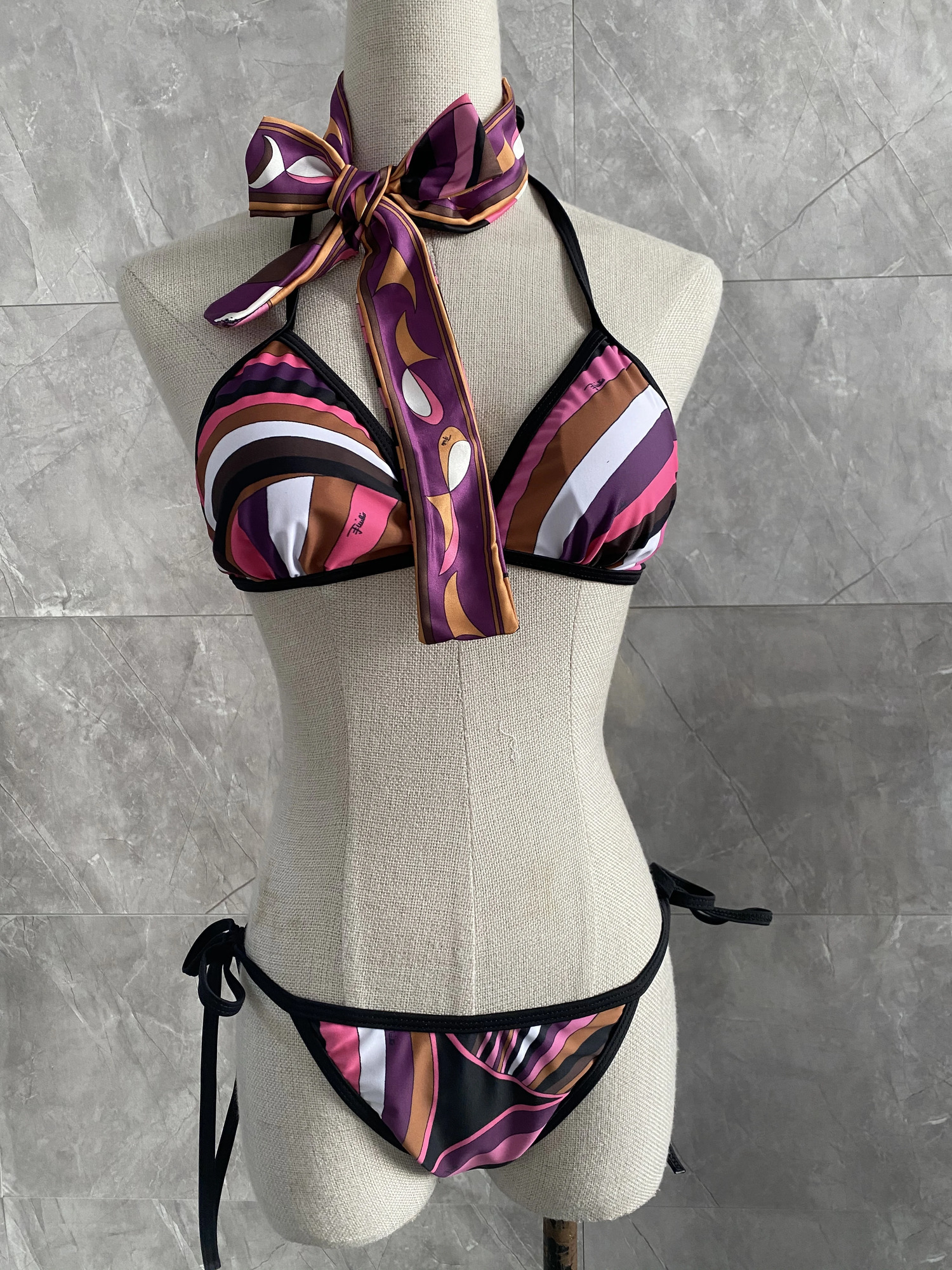 Bikini With Headband Scarf Swimwear Women Swimsuit Beachwear 250306