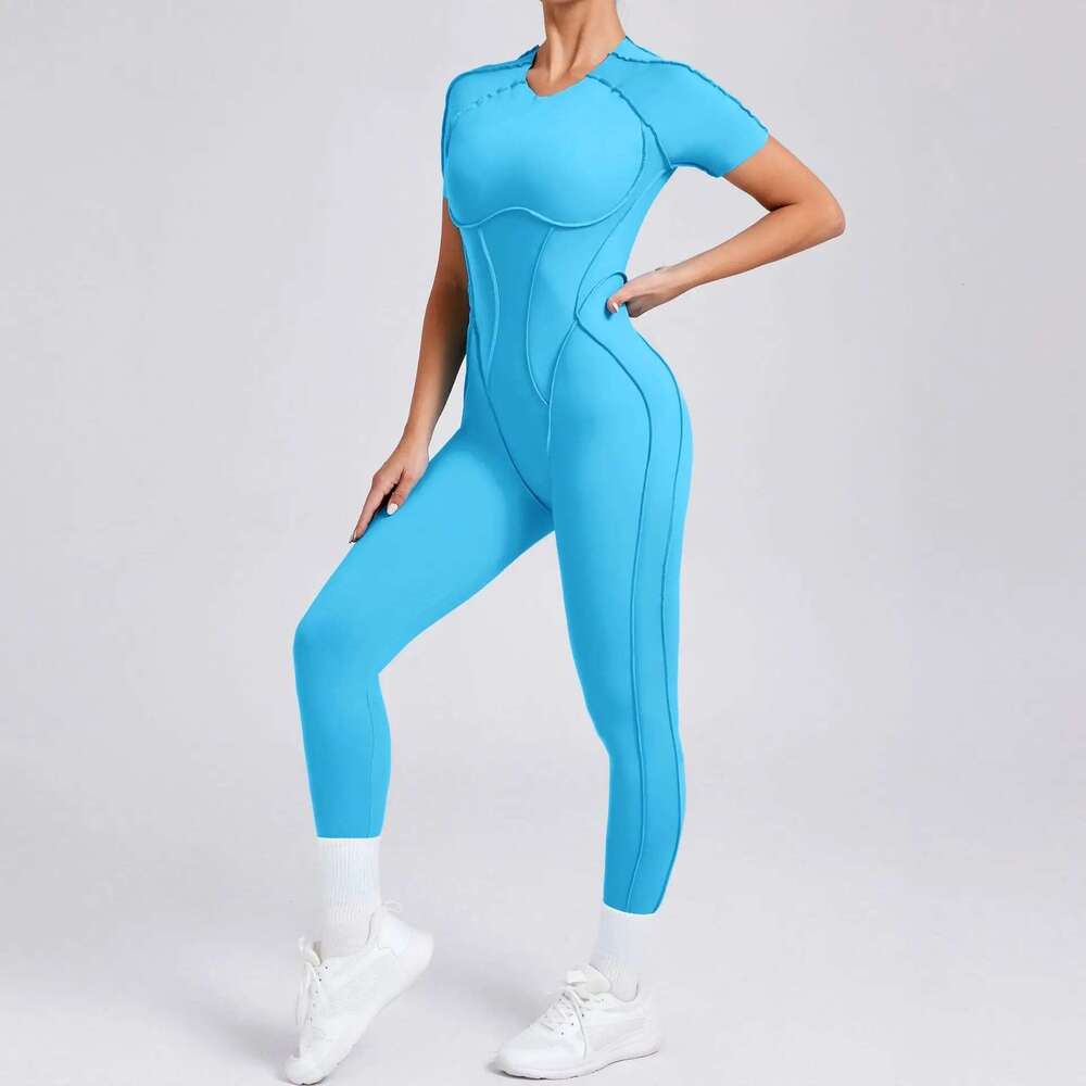 New Autumn/Winter Women's One-Piece Yoga Jumpsuit Leggings Long-Sleeved Short Sleeve Backless Slim Fit Sports Outfit KLMY
