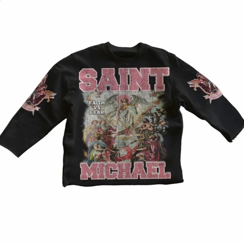 Streetwear Round Neck Sweatshirt Men Women Harajuku Classic Character Graphic Print Oversized Long Sleeves T Shirt Goth Clothes 250305