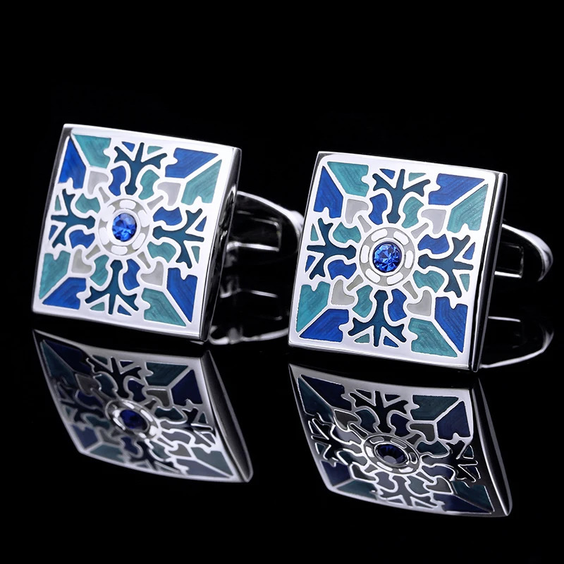 KFLK jewelry French shirt cufflink for mens Blue Cuff link Button High Quality Wedding Groom Enamel guests 250227