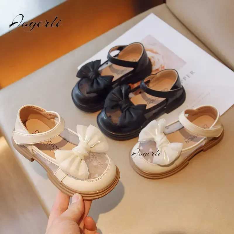 Girl Princess Loafer Spring Summer Children PU Leather School Student Shoes Korean Soft-soled Closed Toe Sandals Kids FlatsT250306