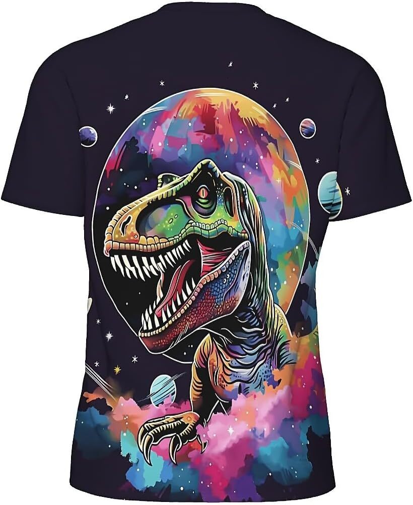 Mens T shirt Men's Novelty T-Shirts Graphic 3D Print Summer Short Sleeve T-Shirt Colorful Space Dinosaur tee Casual tops summer clothes