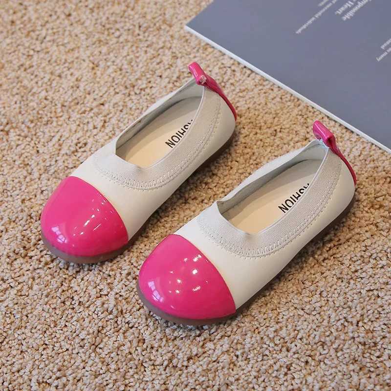 Girls Ballet Flats Patchwork Slip-on Round Toe Children Princess Shoes 24-33 Fashion Four Colors Soft Light Kids Casual ShoeT250306