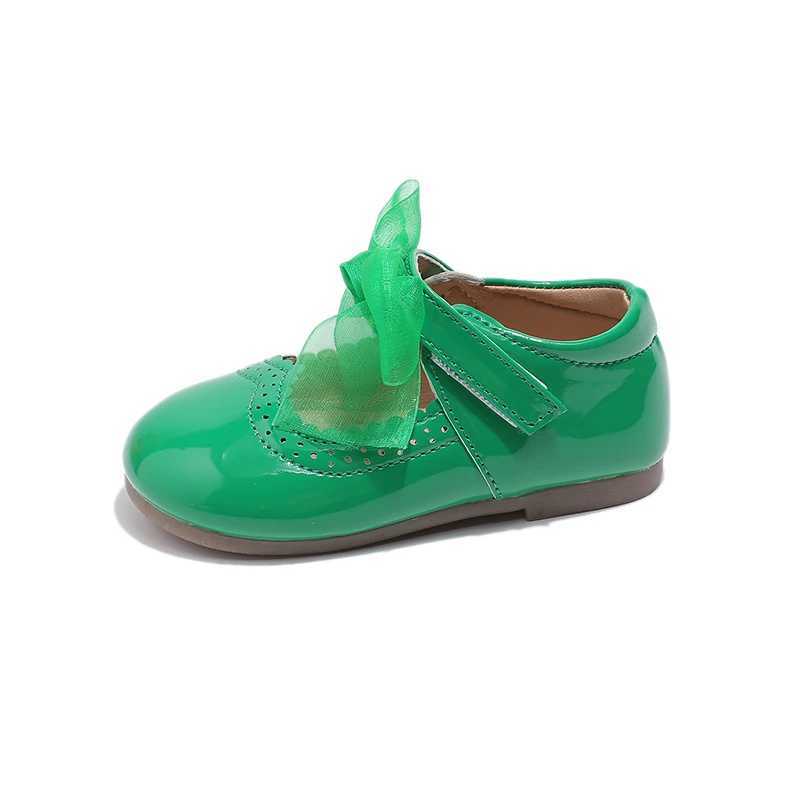 Unishuni 1-8Y Girls Flat Shoes Princess Mary Janes Child Patent Leather Infant Toddler Bowtie Shoes Kids Soft Sole Ballet ShoeT250306