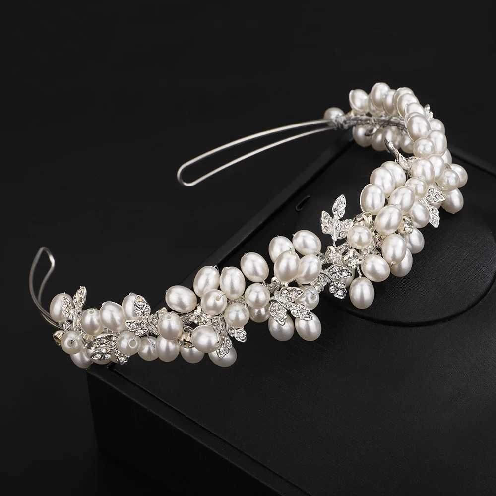 Pearl Rhinestone Silver Diamond Bridal Crown Fashion Party Headpiece Used for Wedding Hair Accessories Vintage Band Jewelry X250306
