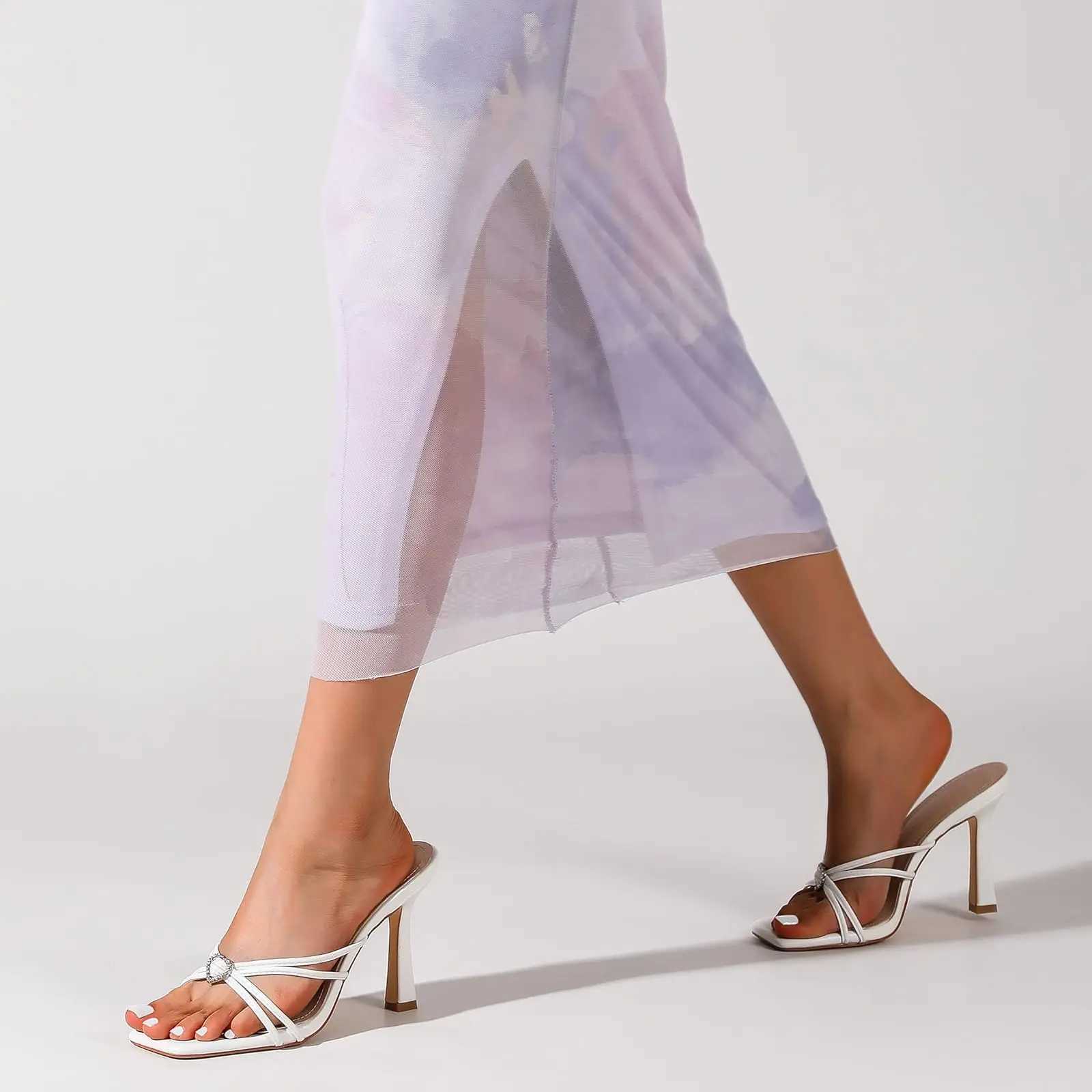 Wens dressy sandals open toe square stiletto heel. Elegant reliable summer slip- h for a sexy look. Y250306