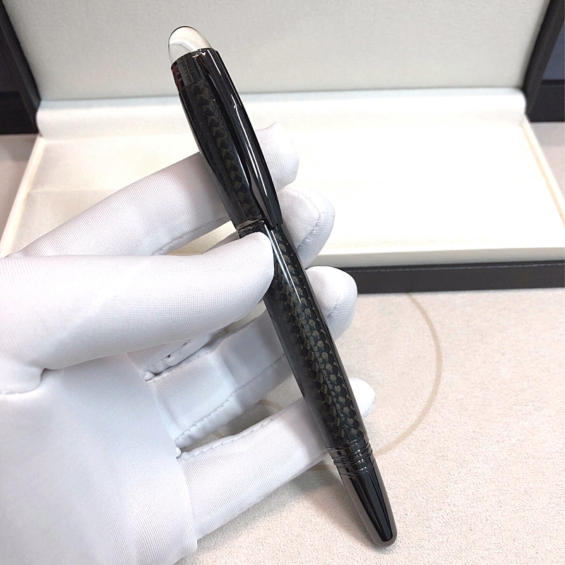 wholesale AAA Monte Star-Walk Series Black Carbon Fibre Rollerball Pen Crystal Top Business Office Writing Ballpoint Pens High Quality