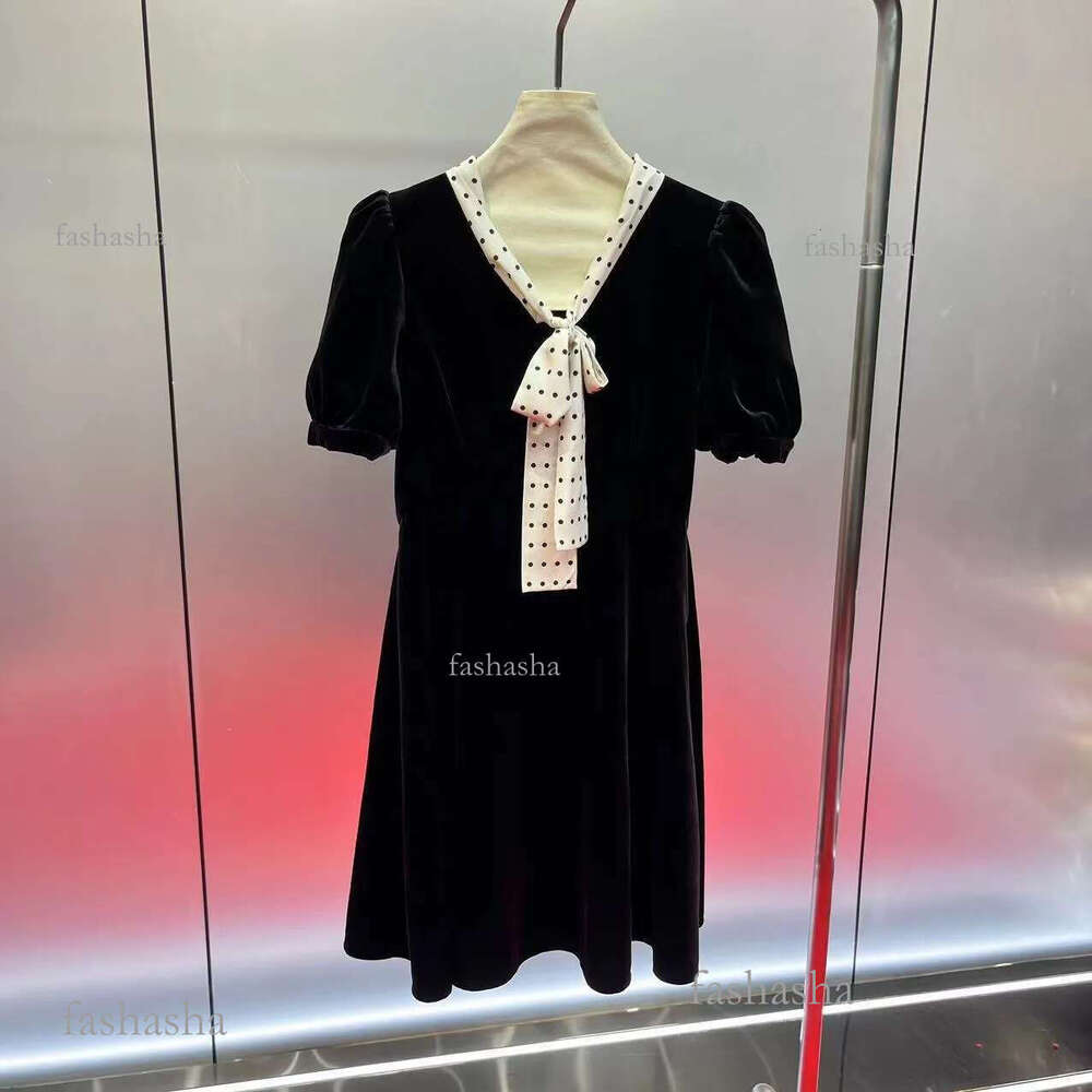 10061 L 2024 Runway Dress Spring Summer Dress Bandage Dress V Neck Short Sleeve Brand Same Style Womens Dress Fashion High Quality